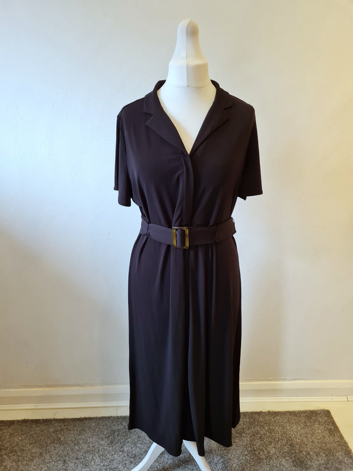 Ruth Langsford Black Jersey Maxi Shirt Dress Size XL