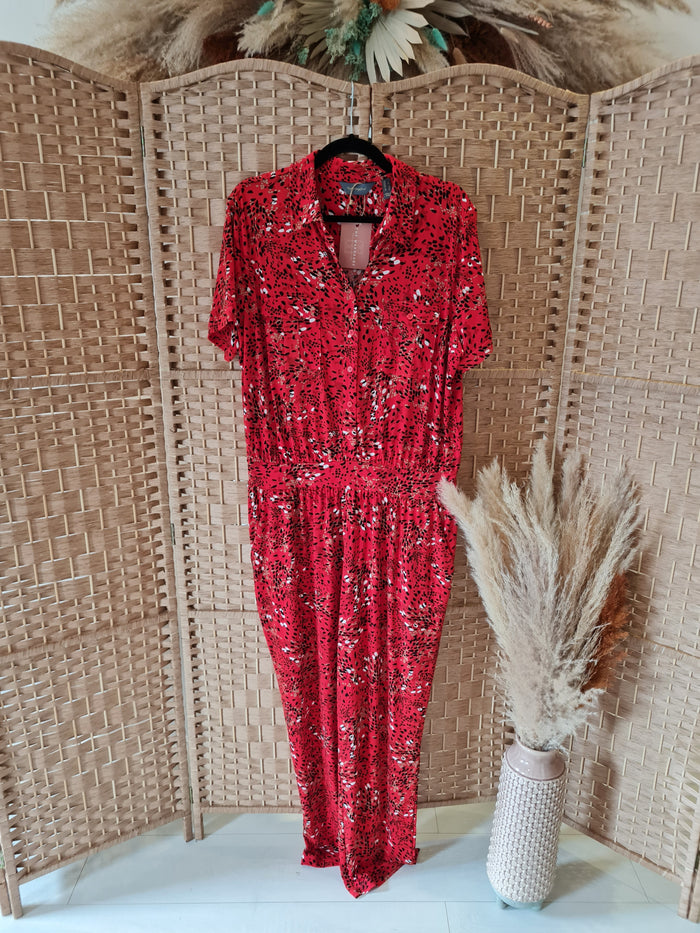 Ruth Langsford Red Print Jumpsuit Size XL