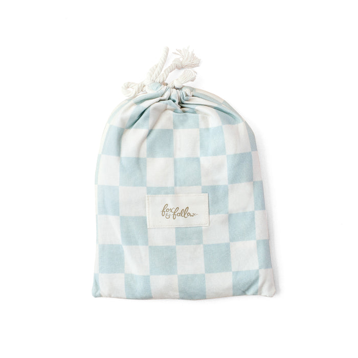 Sage Check Organic Fitted Bassinet Sheet/Change Pad Cover