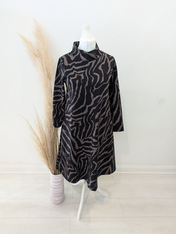 Saloos Mocha High neck Dress 10 NWT £45