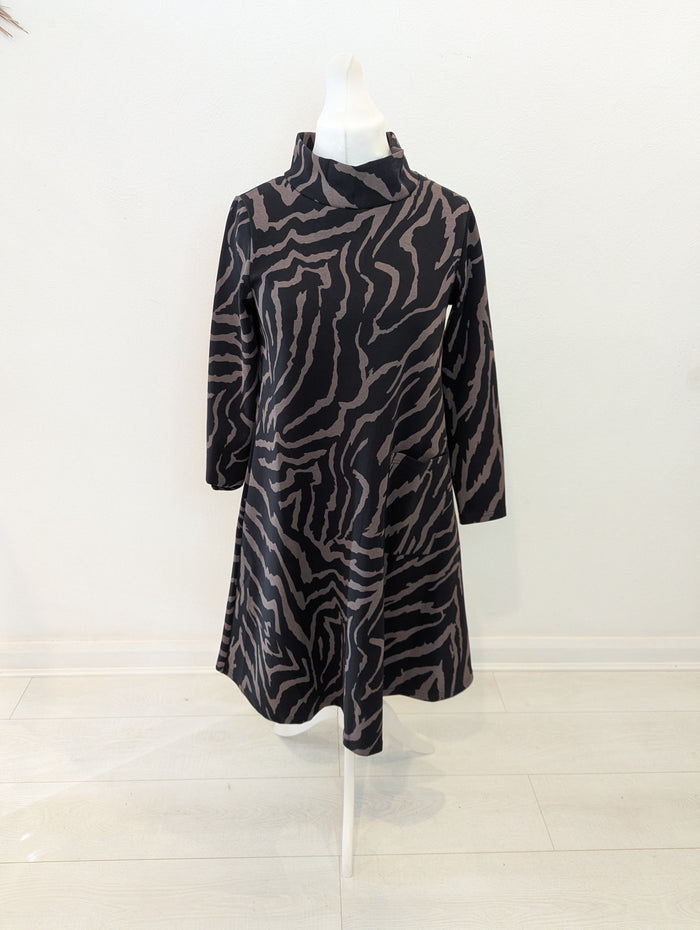 Saloos Mocha High neck Dress 10 NWT £45
