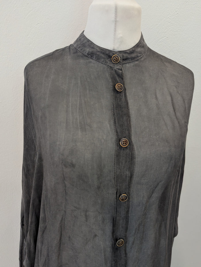 Sanctamuerte grey sheer longline shirt M/L
