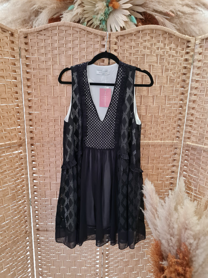 Sandro Black Lace Tunic Dress M