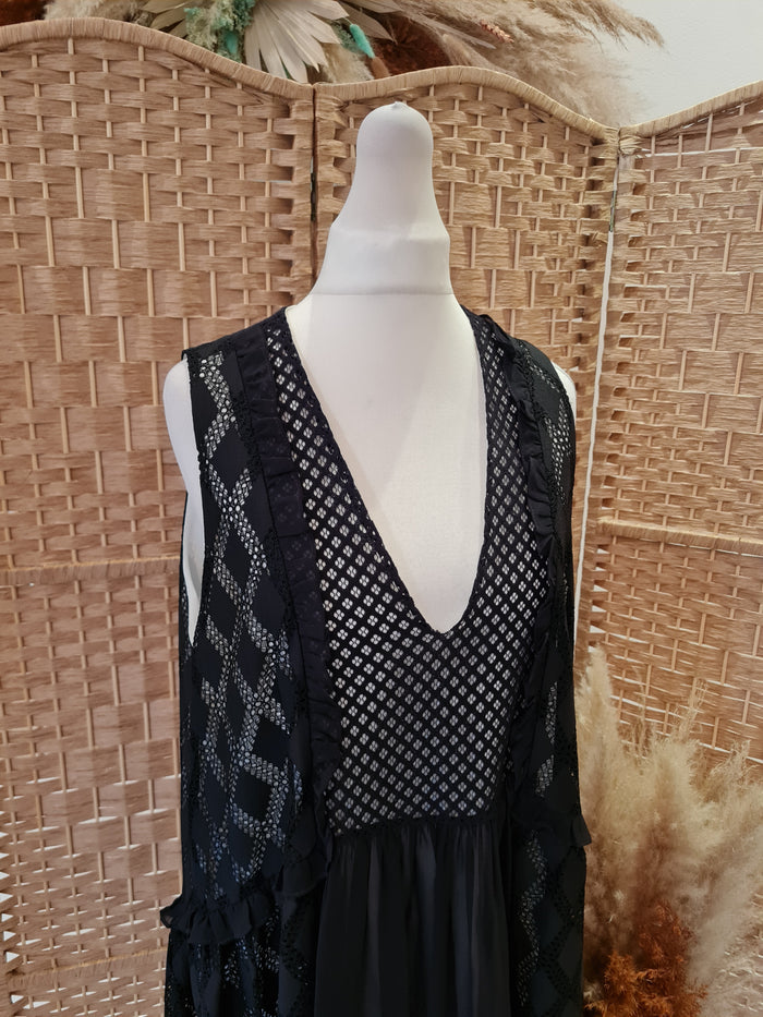 Sandro Black Lace Tunic Dress M