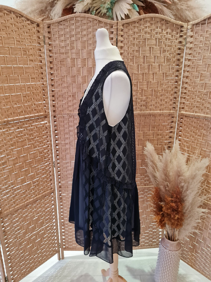 Sandro Black Lace Tunic Dress M