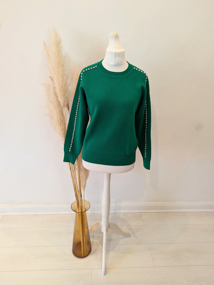 Sandro Paris Green Pearl Knit Size Medium