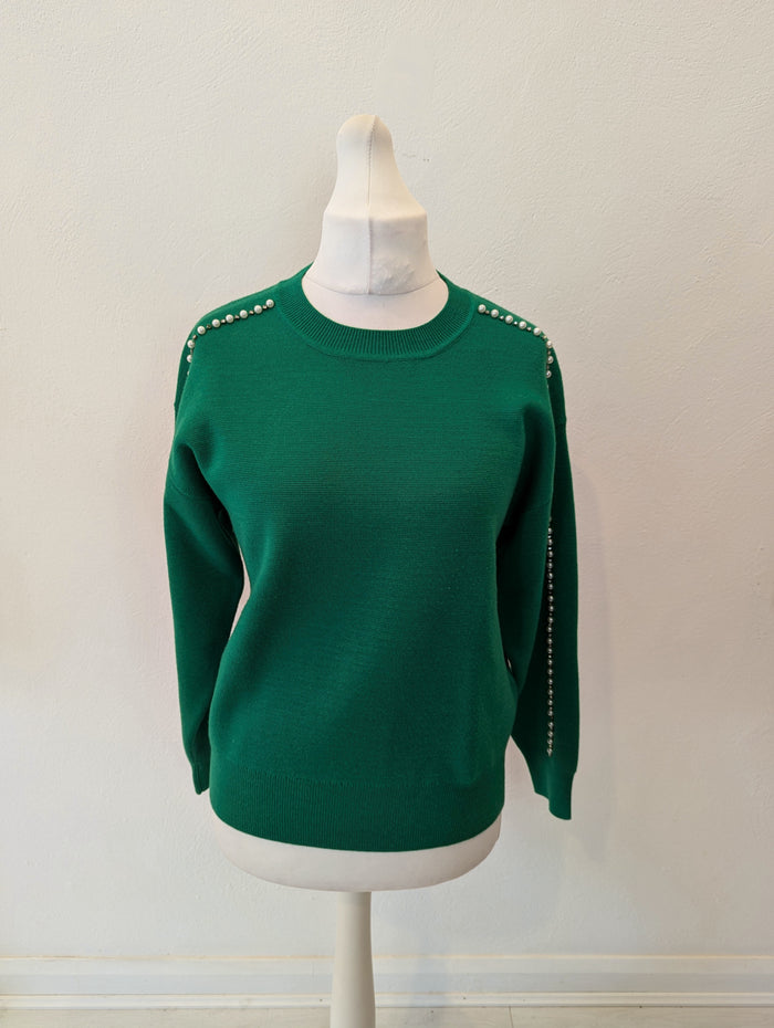 Sandro Paris Green Pearl Knit Size Medium