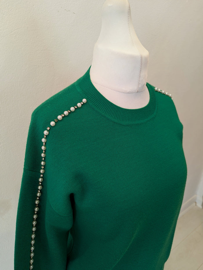 Sandro Paris Green Pearl Knit Size Medium
