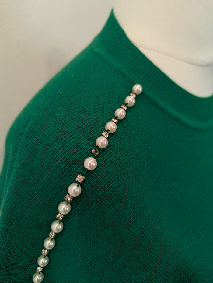 Sandro Paris Green Pearl Knit Size Medium