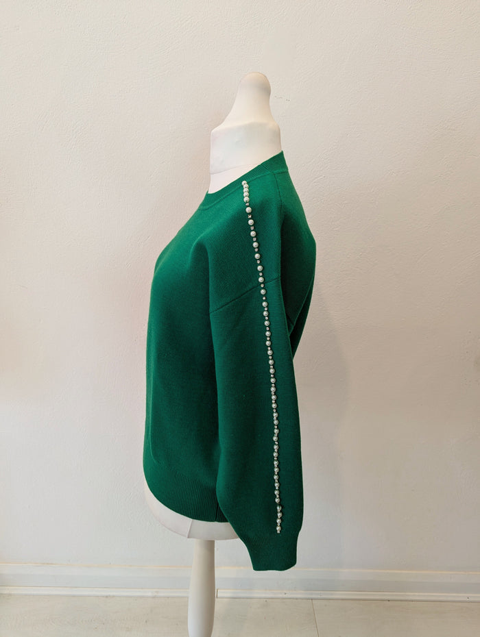 Sandro Paris Green Pearl Knit Size Medium