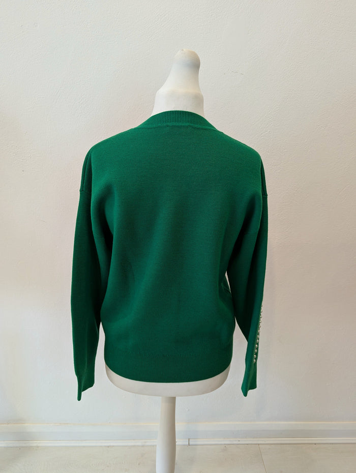 Sandro Paris Green Pearl Knit Size Medium