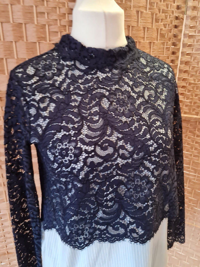 Sandro Paris Navy Lace overlay top