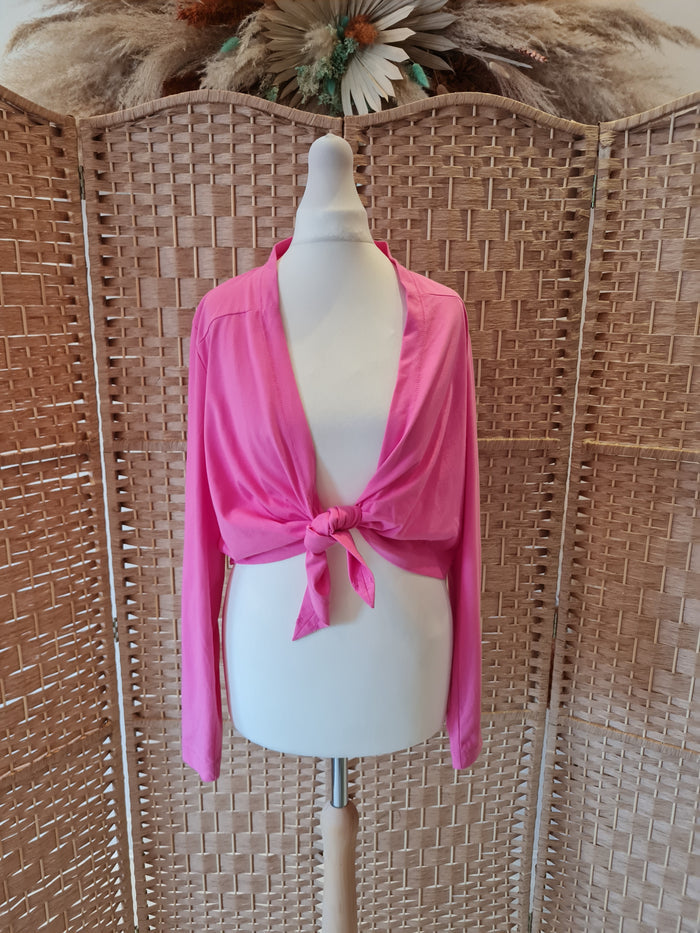 Sandwich Pink Tie Front Shrug M