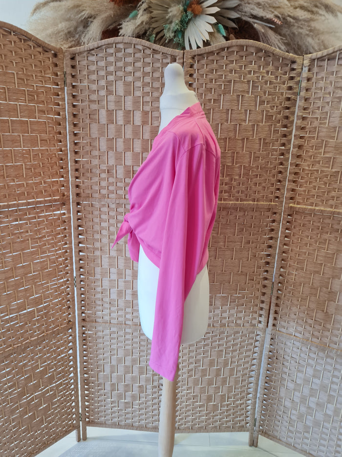 Sandwich Pink Tie Front Shrug M