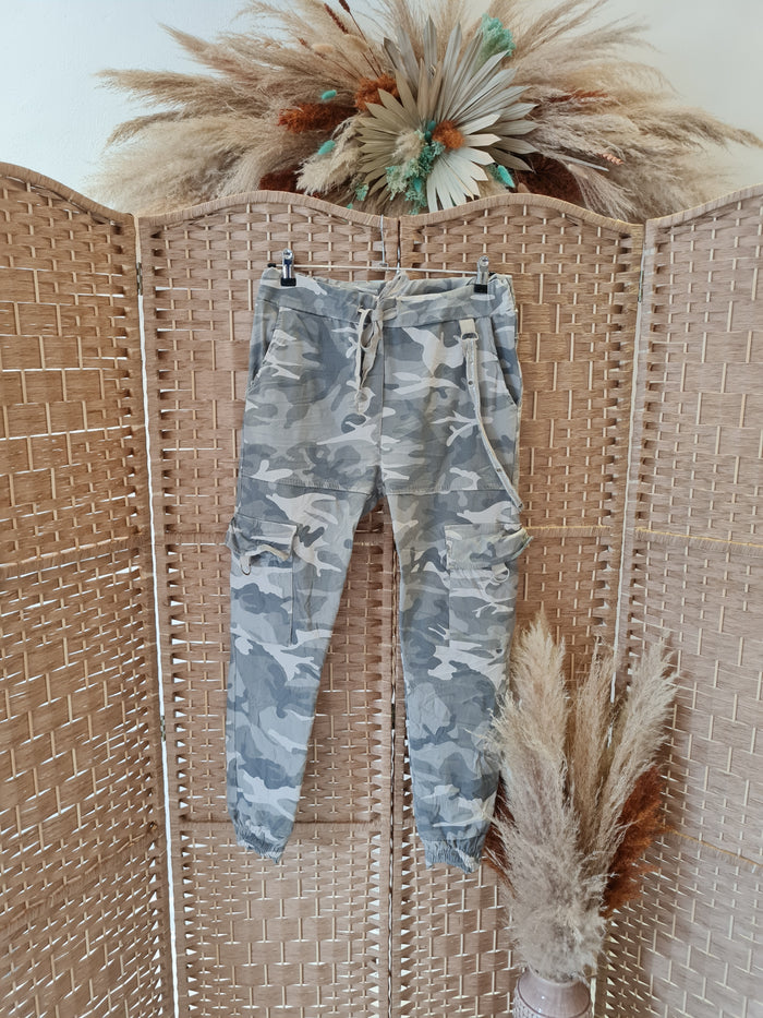 Sarah Tempest khaki embellished cargo trousers M