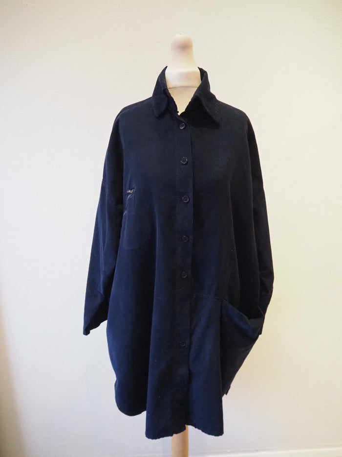 Sarah Tempest Navy Cord Shirt Dress L