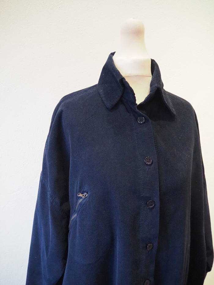 Sarah Tempest Navy Cord Shirt Dress L