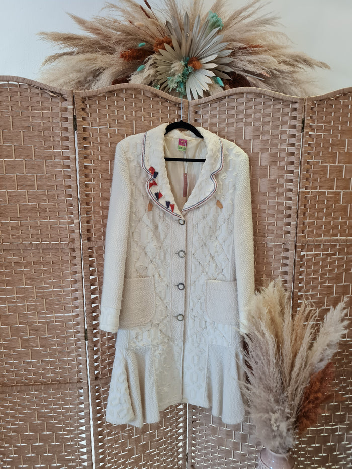Save the Queen Cream Embellished Coat XL