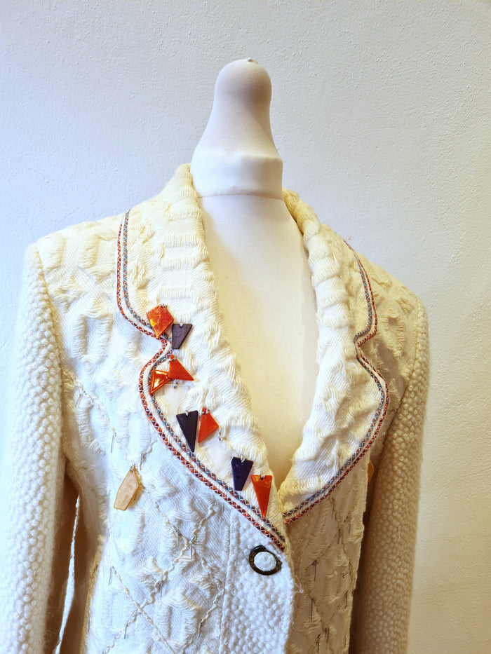 Save the Queen Cream Embellished Coat XL