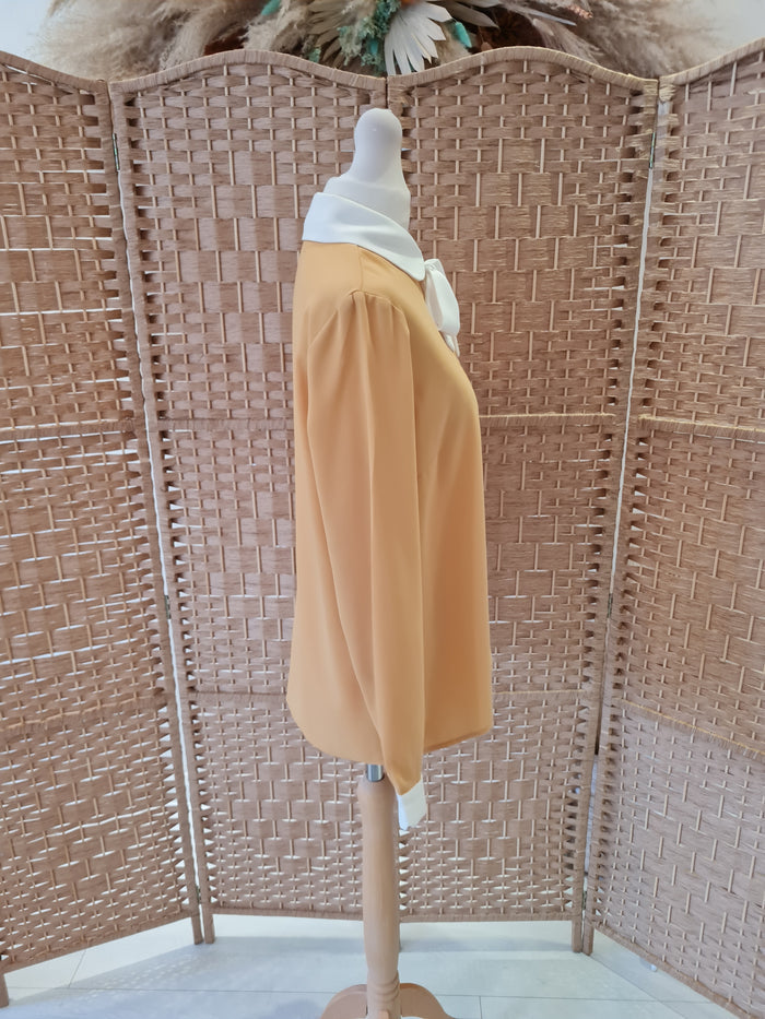 Savida Mustard Tie Neck Blouse Small