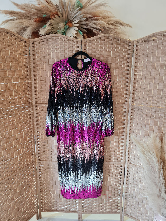 Savida pink sequin dress M New