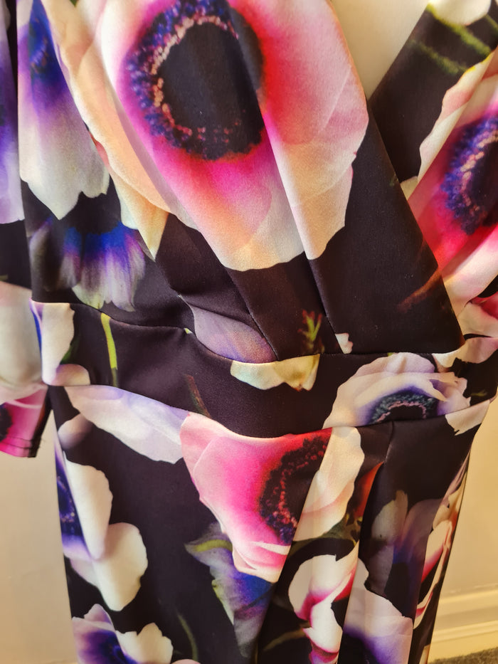 Scarlett &Jo Black & Cerise Floral Dress size 24 New
