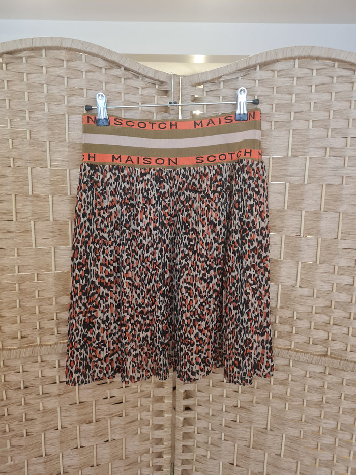Scotch & Soda Leopard pleated skirt S