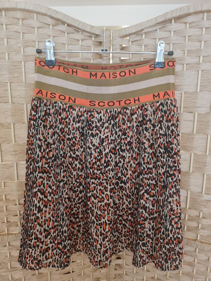 Scotch & Soda Leopard pleated skirt S