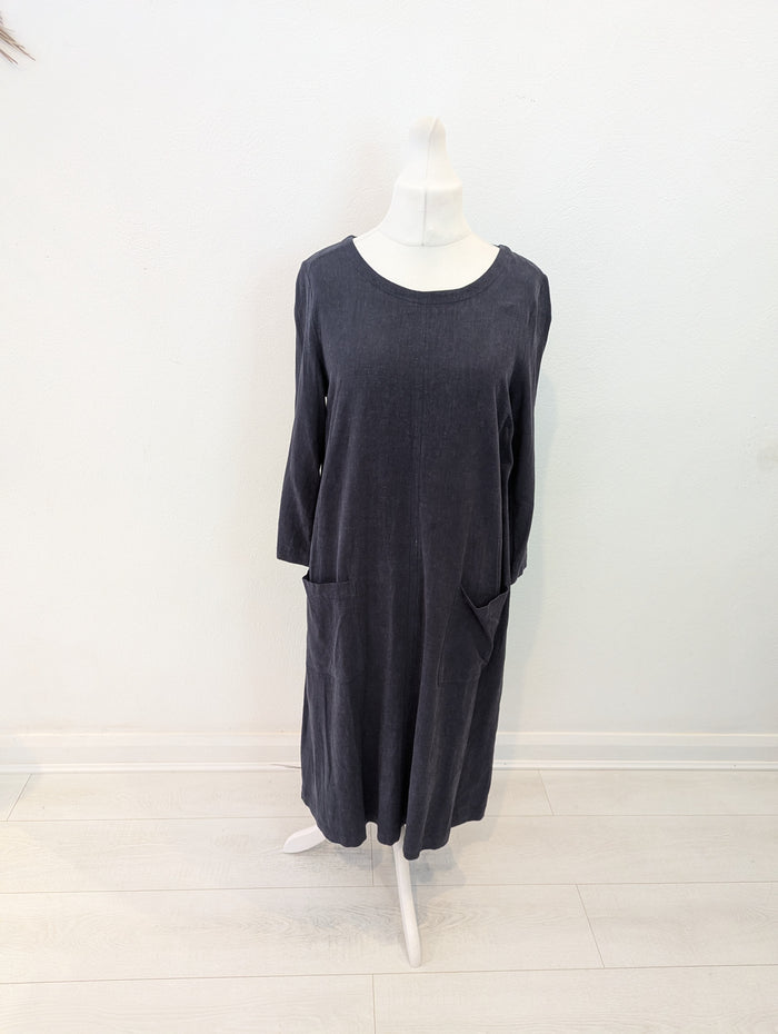 SeaSalt Cornwall Grey Linen Mix Dress 14