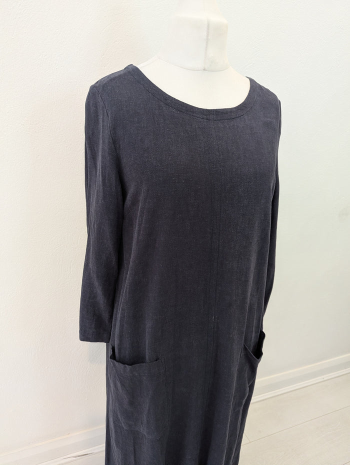 SeaSalt Cornwall Grey Linen Mix Dress 14