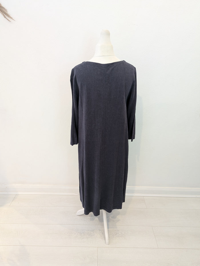 SeaSalt Cornwall Grey Linen Mix Dress 14