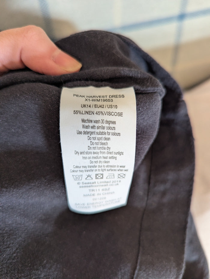 SeaSalt Cornwall Grey Linen Mix Dress 14
