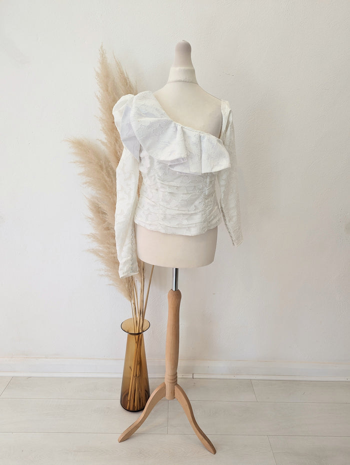 Self Portrait White Lace Puff Shoulder Top 10