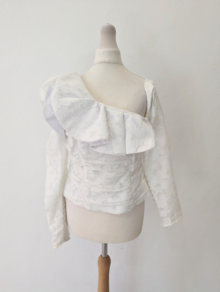 Self Portrait White Lace Puff Shoulder Top 10
