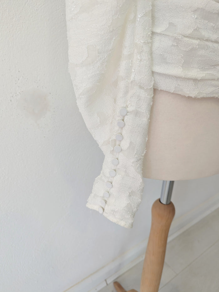 Self Portrait White Lace Puff Shoulder Top 10