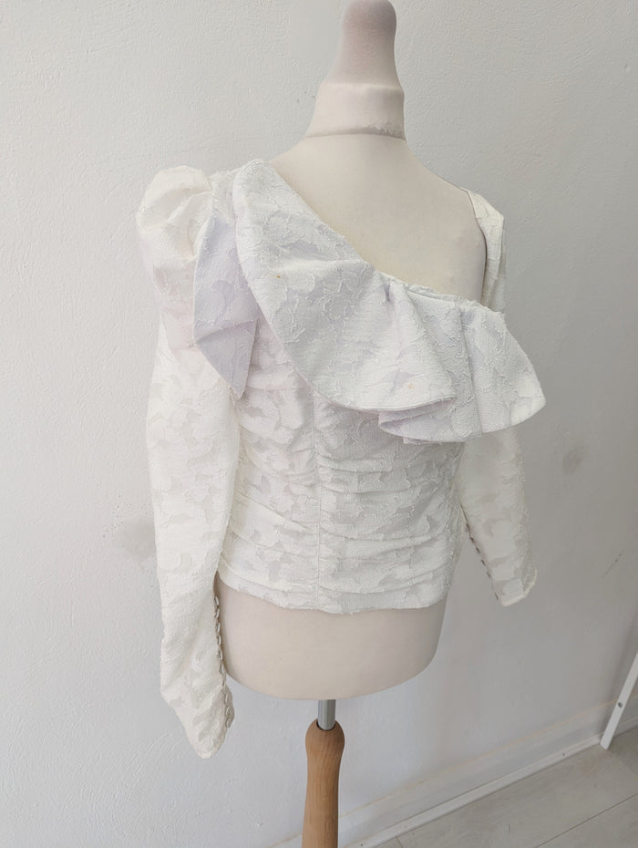 Self Portrait White Lace Puff Shoulder Top 10
