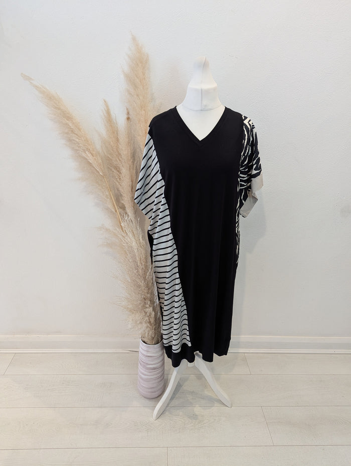 Seva Black/White Jersey Dress XL