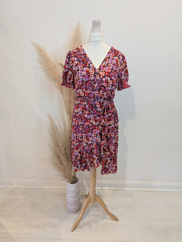 She Goes Wear The Label red multi wrap dress 8
