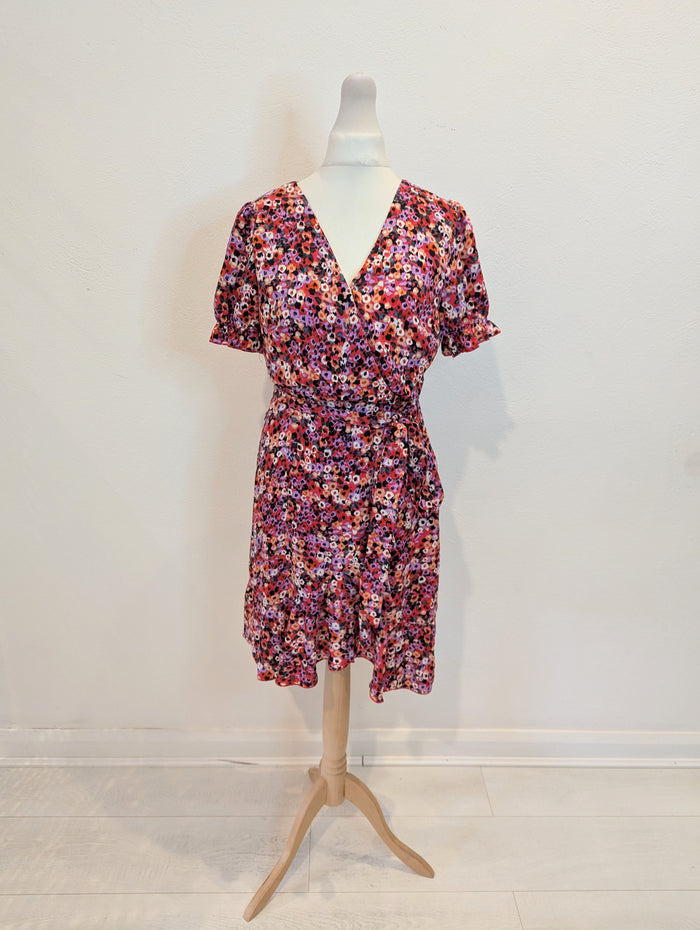 She Goes Wear The Label red multi wrap dress 8