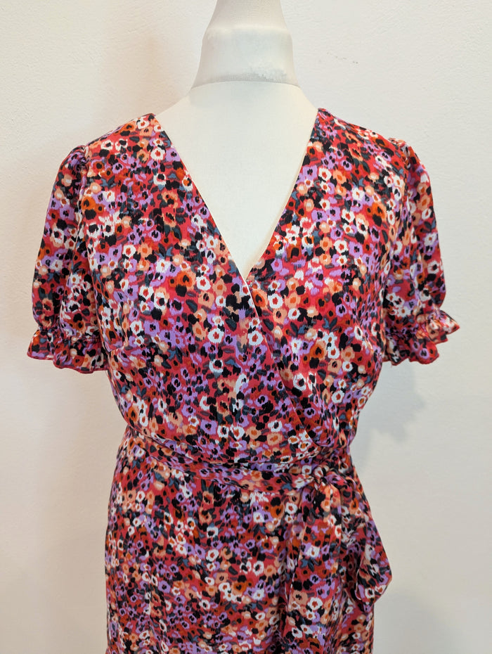 She Goes Wear The Label red multi wrap dress 8