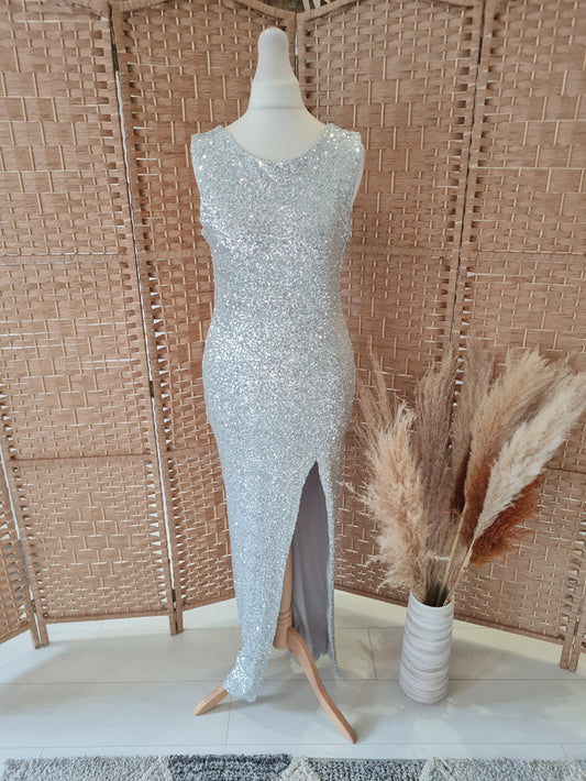 Silver Sequin Maxi Dress Size Small