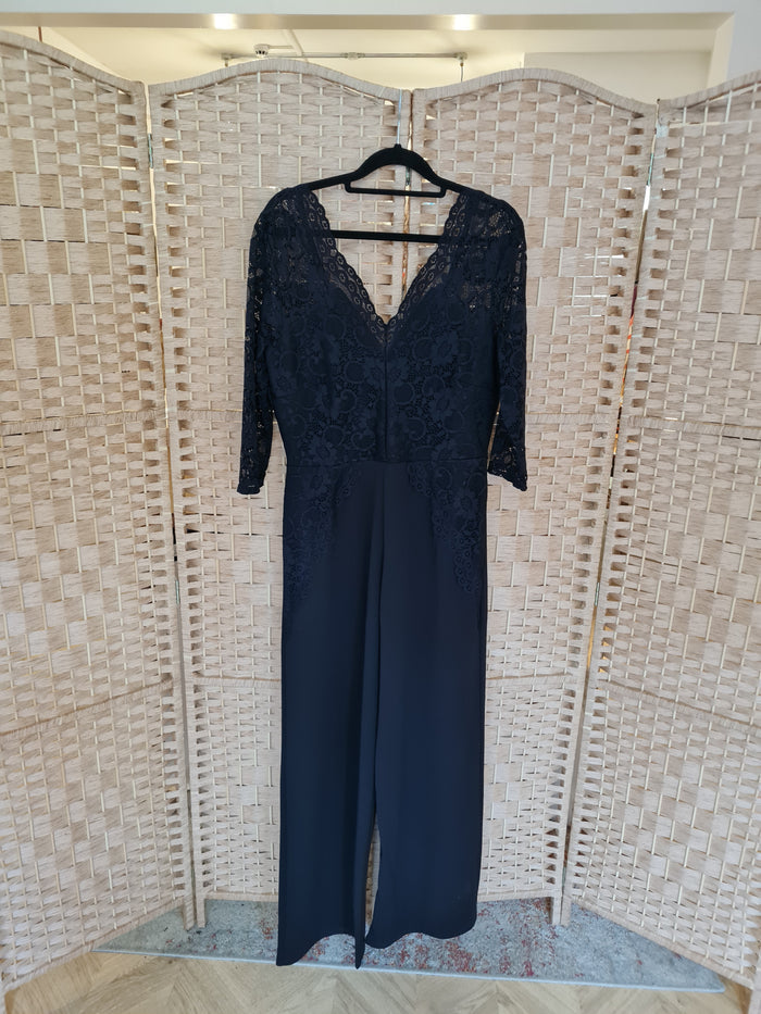 Simply Be Black Lace Top Jumpsuit Size 14