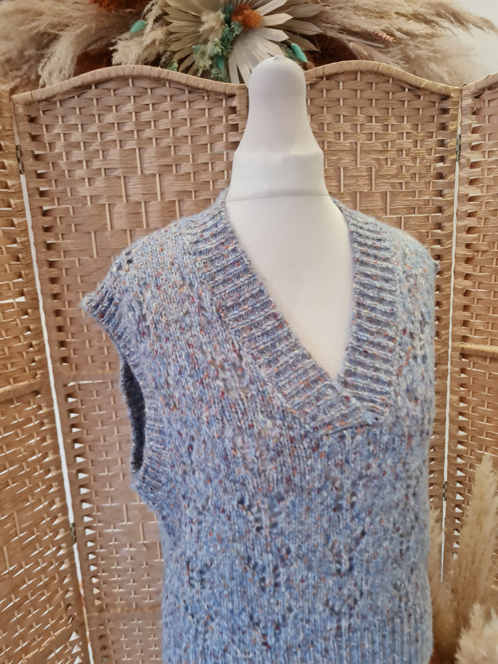Soaked In luxury blue knitted Vest XS New RRP £60