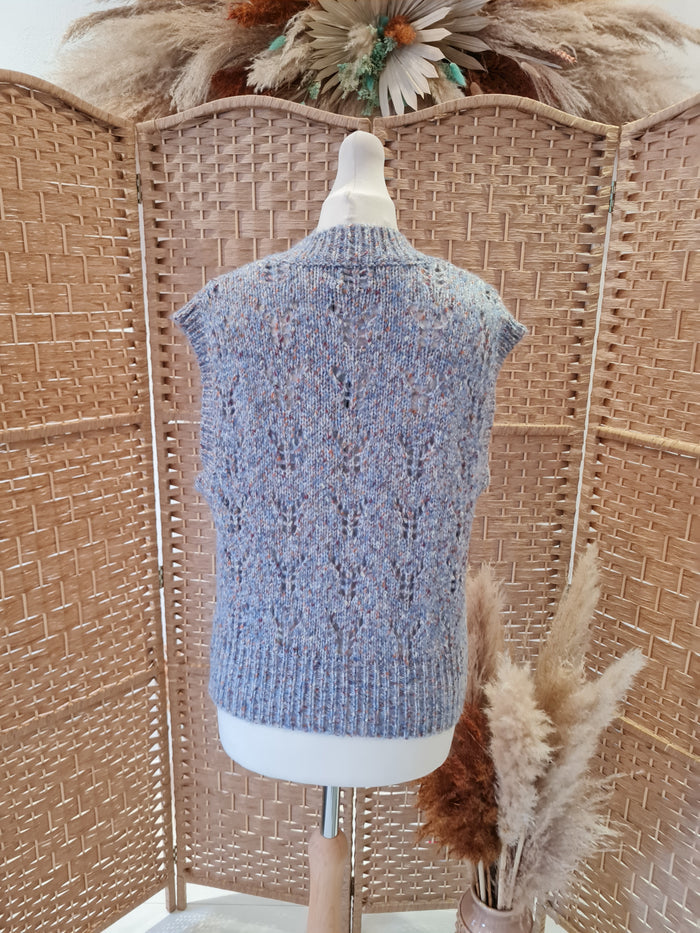 Soaked In luxury blue knitted Vest XS New RRP £60