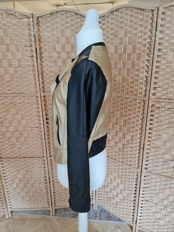 Softy Outerwear Gold/Black Faux Leather Jacket Size XL