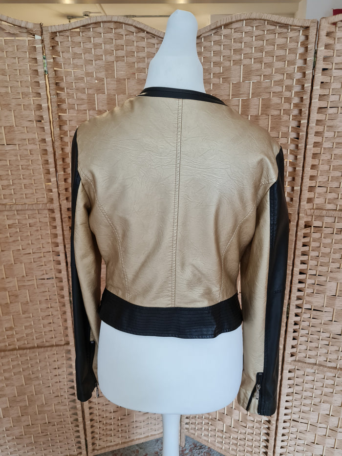 Softy Outerwear Gold/Black Faux Leather Jacket Size XL