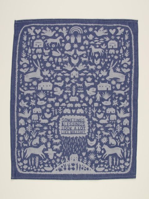 Sometimes Blessing Look A Lot Like Bullshit - Woven Dish Towel BLUEQ