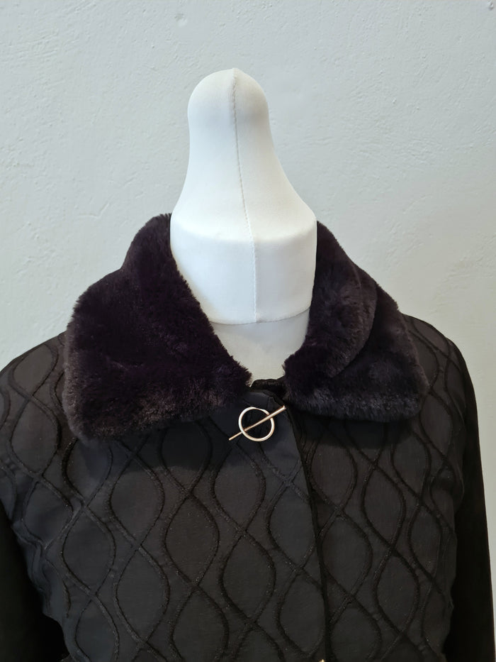 Sophyline Black Fur Collar Jacket Size Large