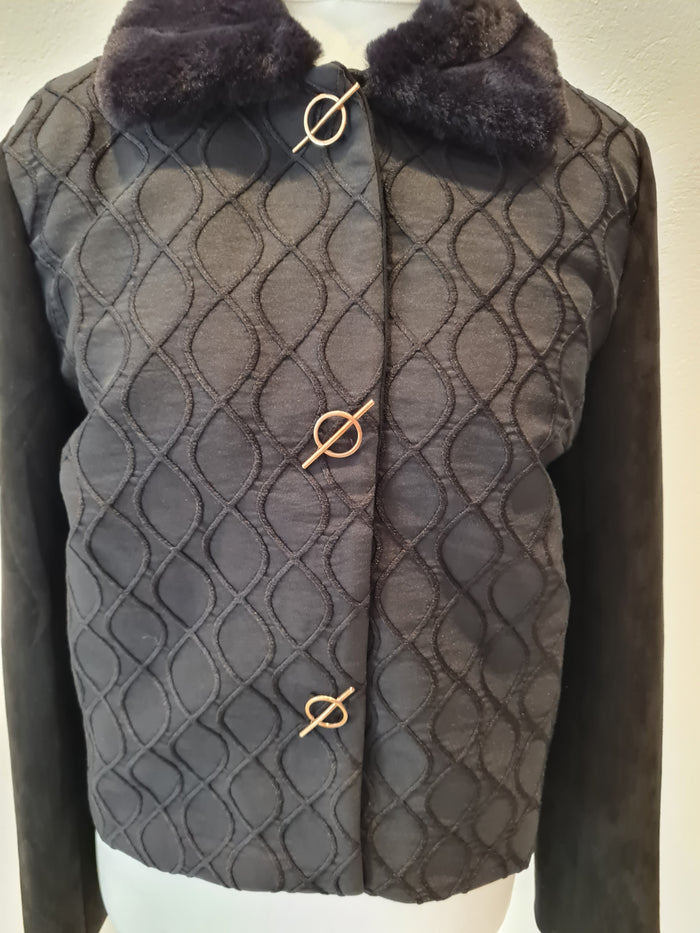 Sophyline Black Fur Collar Jacket Size Large