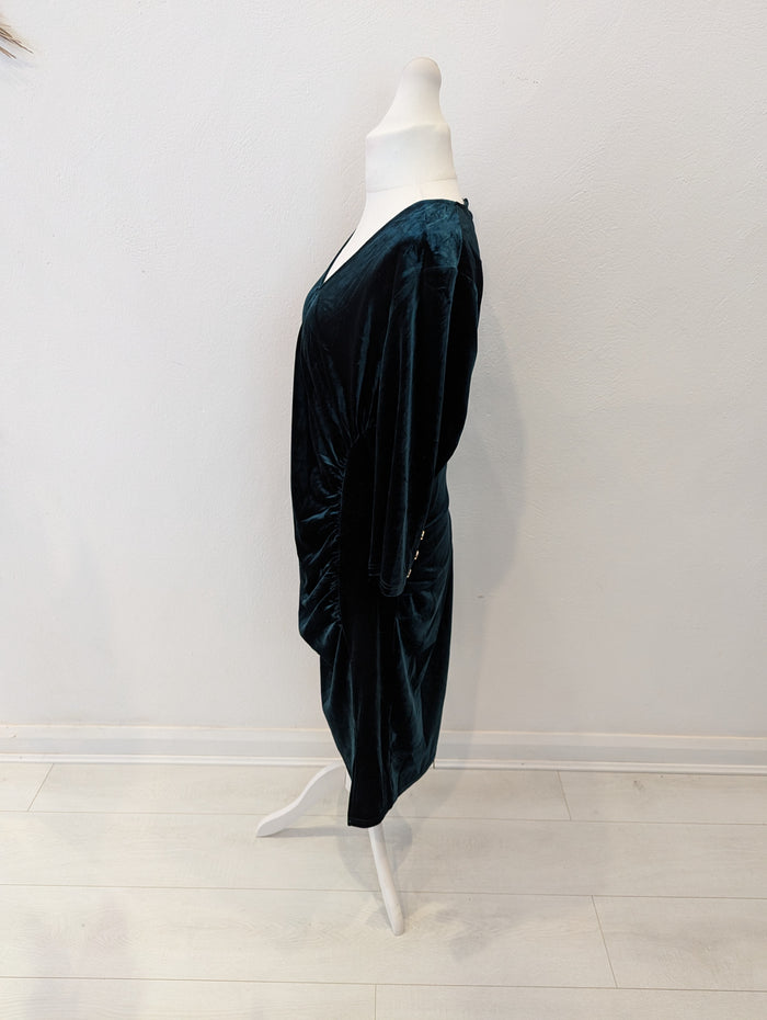 Sosandar Green Velour Dress 18